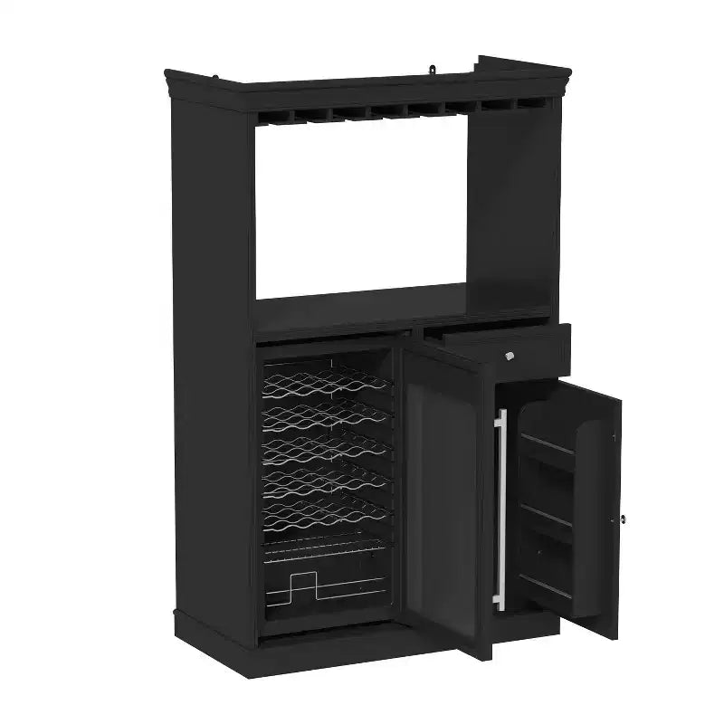 Famapy Kitchen Bar Cabinet,Compact Wine Fridge with Tempered Glass Door,Built-in LED,Temperature Control,Ideal for Kitchen Counter & Home Bar
