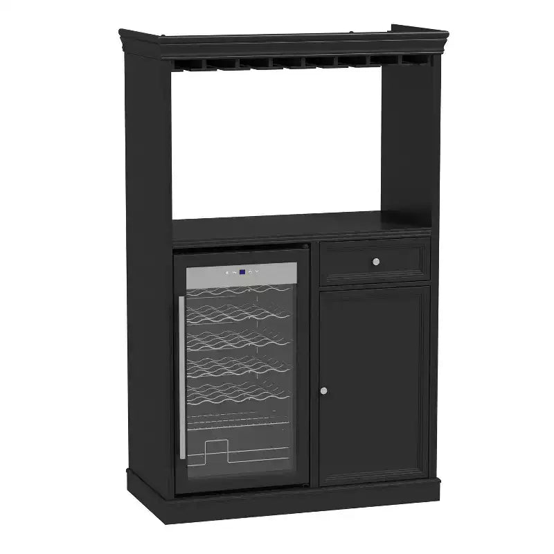 Famapy Kitchen Bar Cabinet,Compact Wine Fridge with Tempered Glass Door,Built-in LED,Temperature Control,Ideal for Kitchen Counter & Home Bar