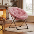 COZONY Saucer Chair with Faux Fur, Oversized Plush Foldable Lounge Moon Chair for Adults & Teens, Cozy Accent Seat for Bedroom or Dorm