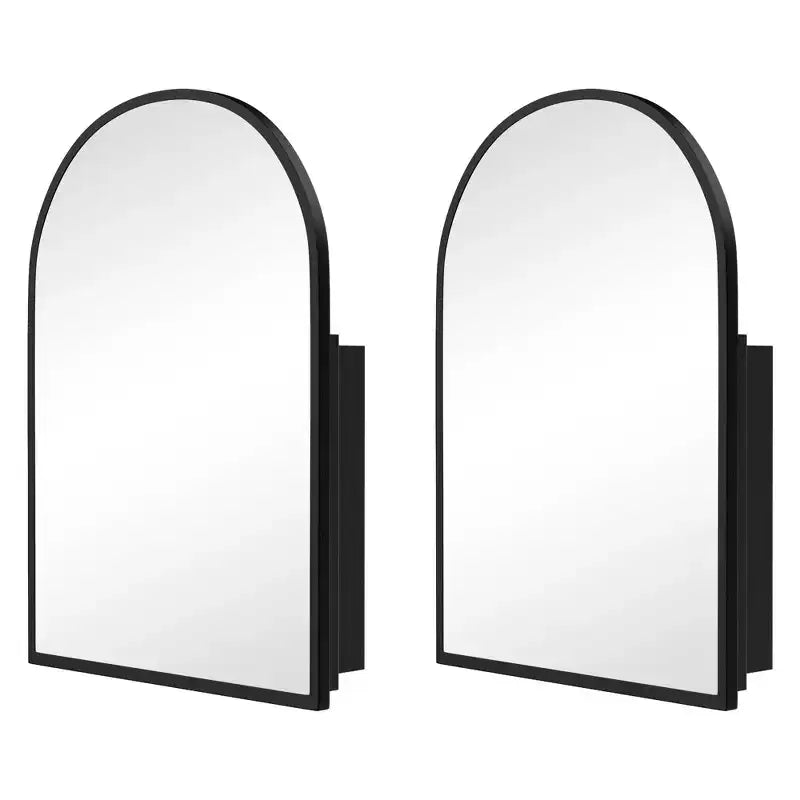 PexFix 2Pcs Arched Medicine Cabinet with Mirror Metal Framed Bathroom Mirror Cabinet with Storage Recessed & Surface Mount Wall Mounted Vanity Cabinet