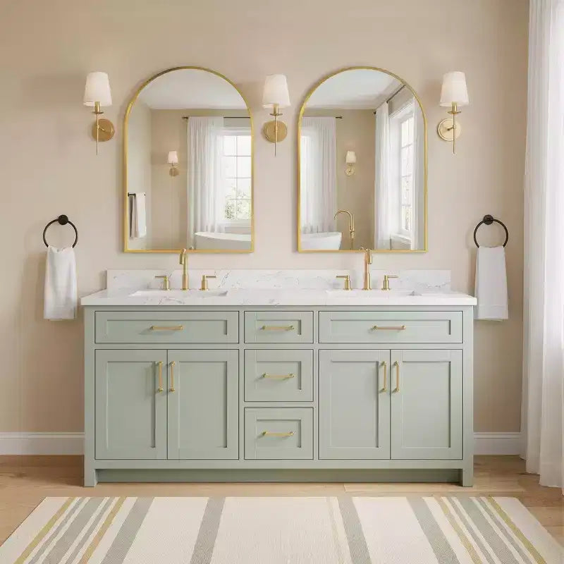 PexFix 2 armoires à pharmacie cintrées avec miroir, armoire de salle de bain à cadre métallique avec rangement, armoire de toilette murale encastrée et en saillie
