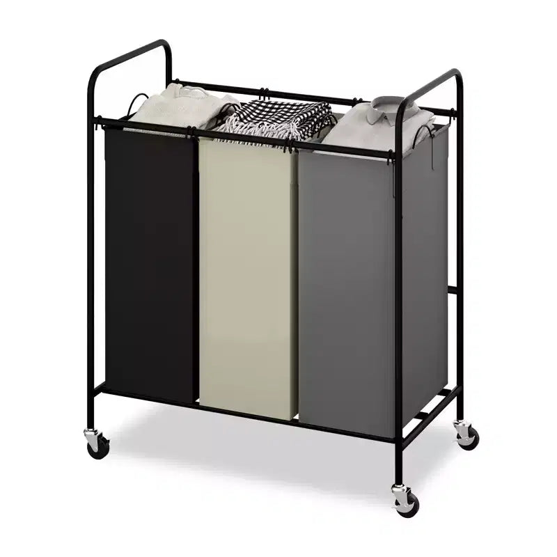 3-Bag Laundry Sorter Cart, 120L Rolling Laundry Hamper with Lockable Wheels, 3 Section Large Laundry Basket Organizer