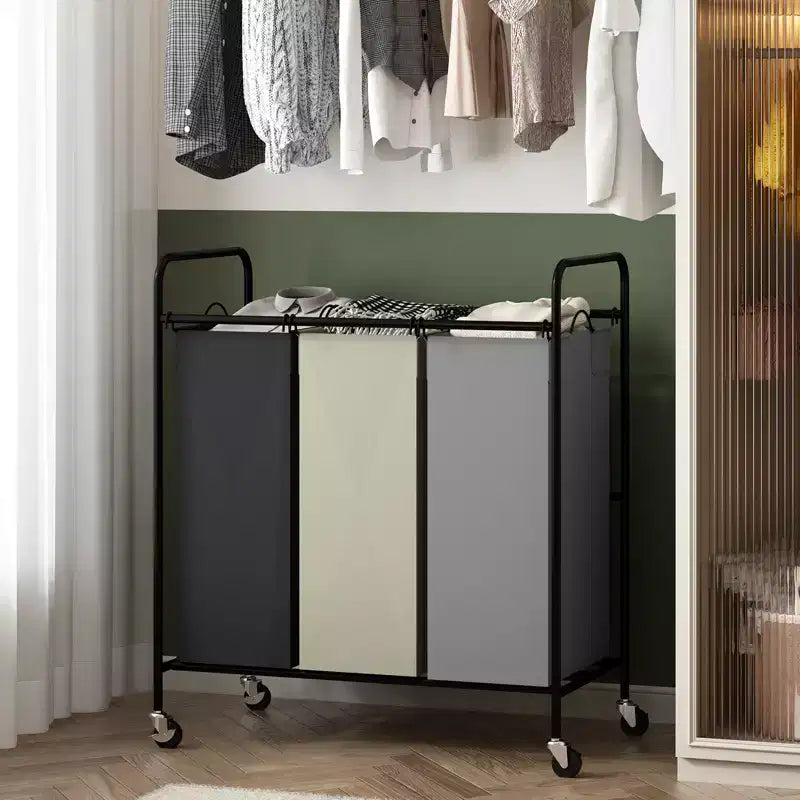 3-Bag Laundry Sorter Cart, 120L Rolling Laundry Hamper with Lockable Wheels, 3 Section Large Laundry Basket Organizer