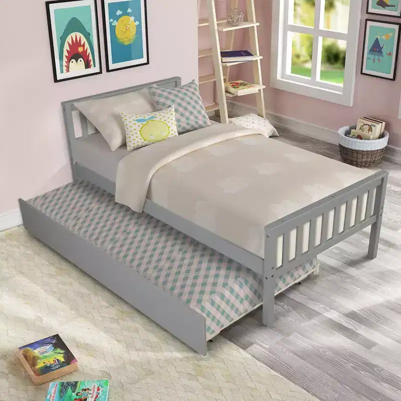 MAYEERTY Twin Bunk Bed Safety Rail Kid-Friendly No Box Spring Needed