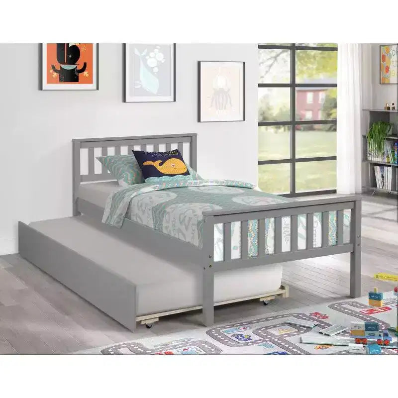 MAYEERTY Twin Bunk Bed Safety Rail Kid-Friendly No Box Spring Needed