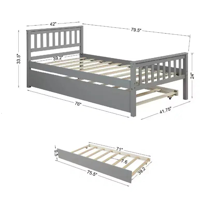 MAYEERTY Twin Bunk Bed Safety Rail Kid-Friendly No Box Spring Needed