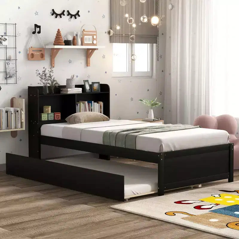 MAYEERTY Twin Bed Frame Under-Bed Storage No Box Spring Needed Noise-Free Design