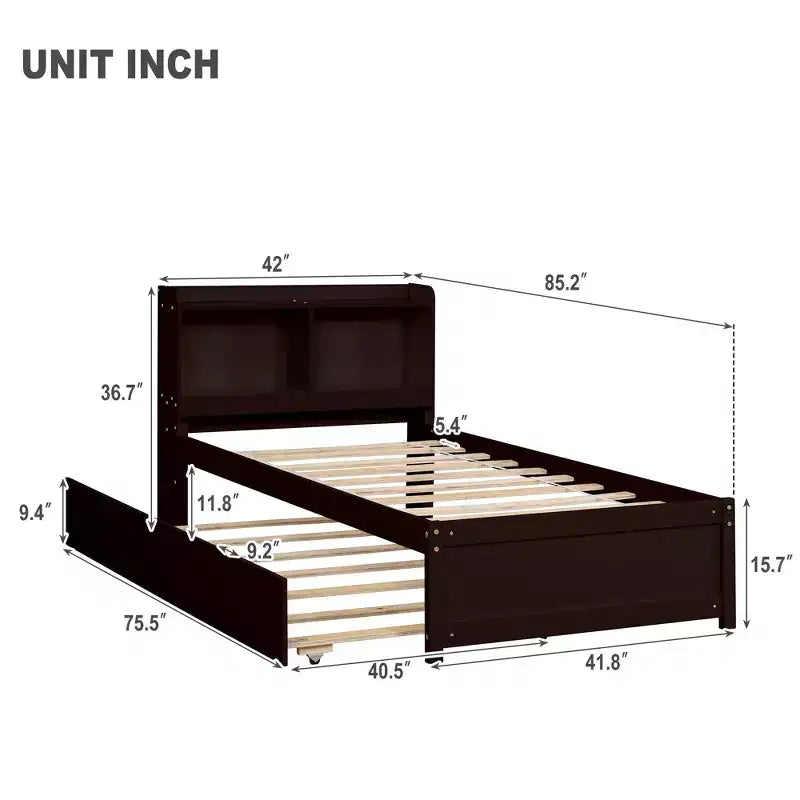 MAYEERTY Twin Bed Frame Under-Bed Storage No Box Spring Needed Noise-Free Design