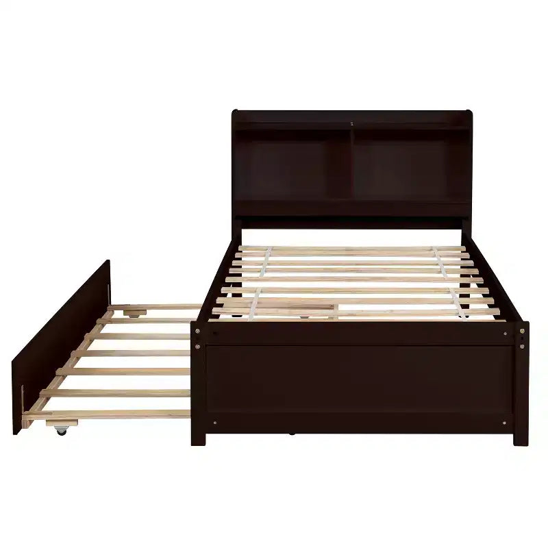 MAYEERTY Twin Bed Frame Under-Bed Storage No Box Spring Needed Noise-Free Design