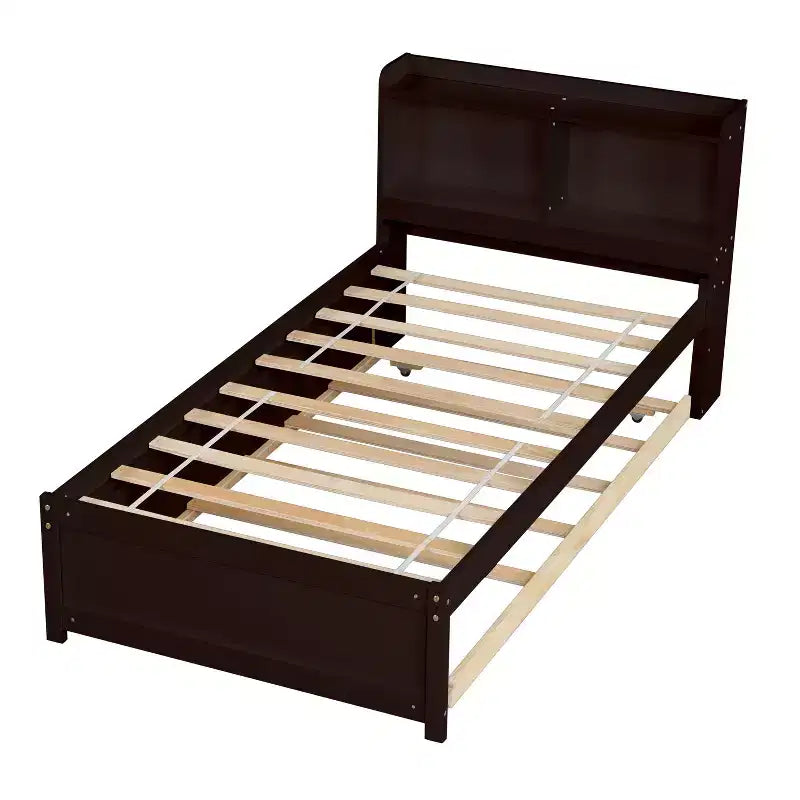 MAYEERTY Twin Bed Frame Under-Bed Storage No Box Spring Needed Noise-Free Design