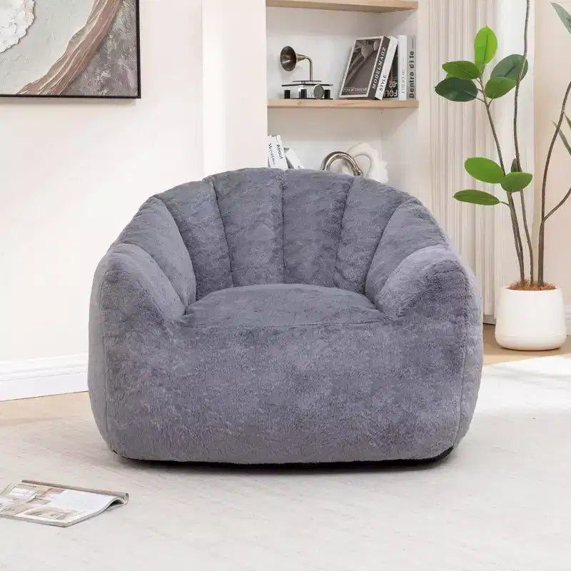 GDFStudio Thoii Modern Faux Fur Upholstered Bean Bag Chair with Armrest