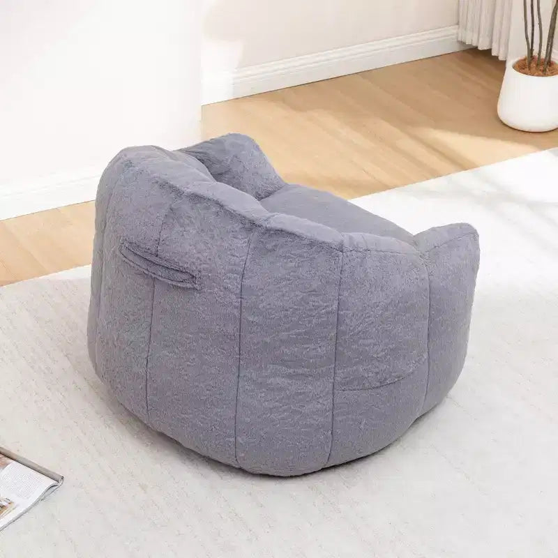GDFStudio Thoii Modern Faux Fur Upholstered Bean Bag Chair with Armrest