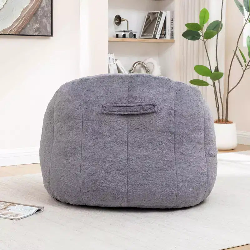 GDFStudio Thoii Modern Faux Fur Upholstered Bean Bag Chair with Armrest