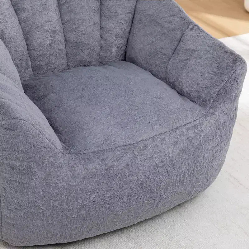 GDFStudio Thoii Modern Faux Fur Upholstered Bean Bag Chair with Armrest