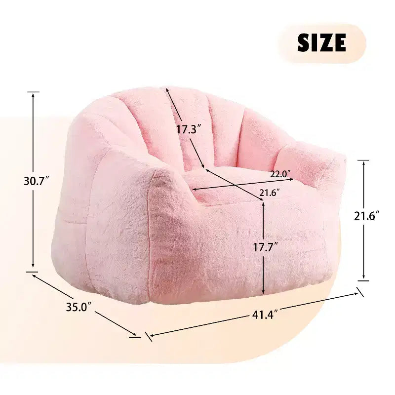 GDFStudio Thoii Modern Faux Fur Upholstered Bean Bag Chair with Armrest