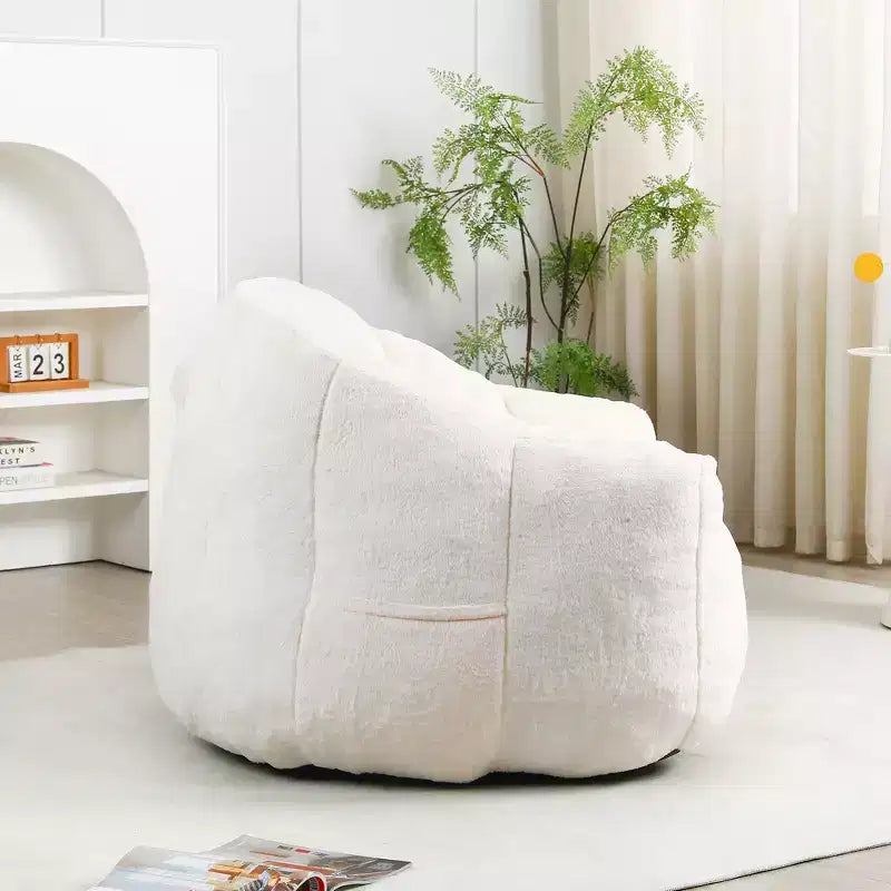 GDFStudio Thoii Modern Faux Fur Upholstered Bean Bag Chair with Armrest