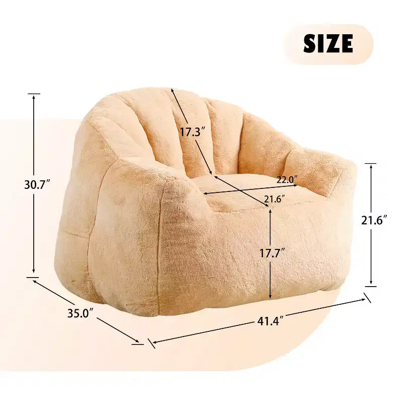 GDFStudio Thoii Modern Faux Fur Upholstered Bean Bag Chair with Armrest