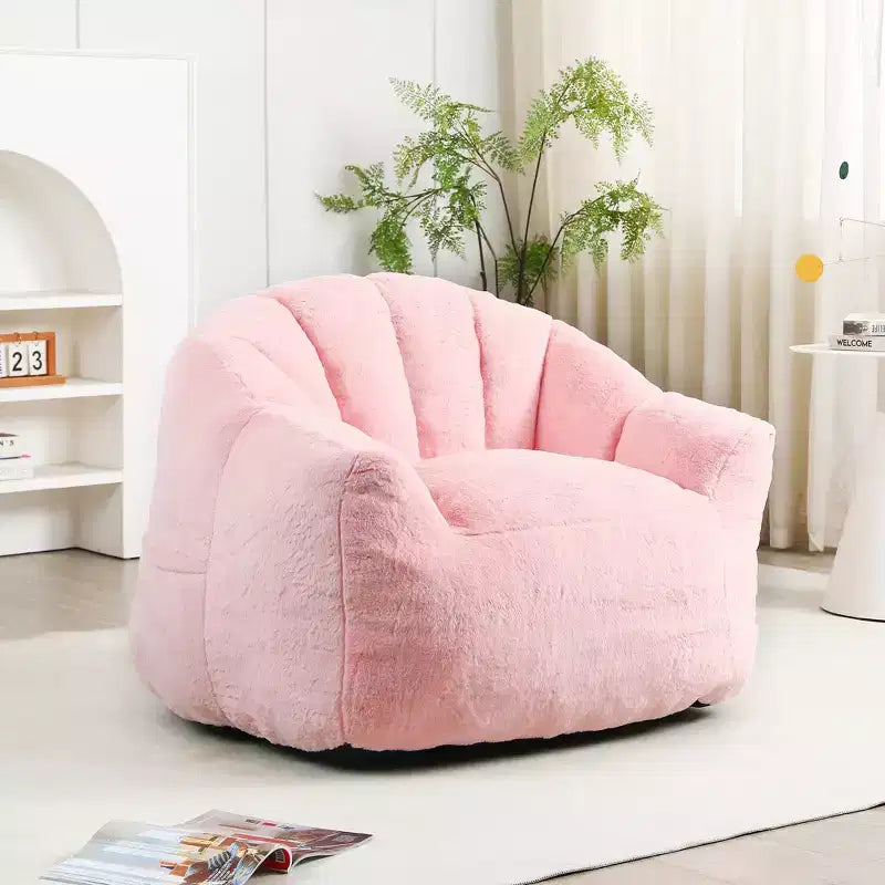 GDFStudio Thoii, Pouf Fauteuil Moderne Rembourré en Fausse Fourrure avec Accoudoir