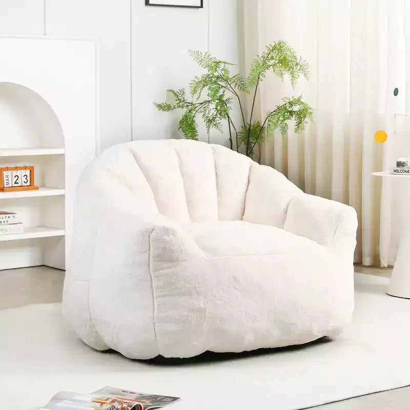 GDFStudio Thoii, Pouf Fauteuil Moderne Rembourré en Fausse Fourrure avec Accoudoir