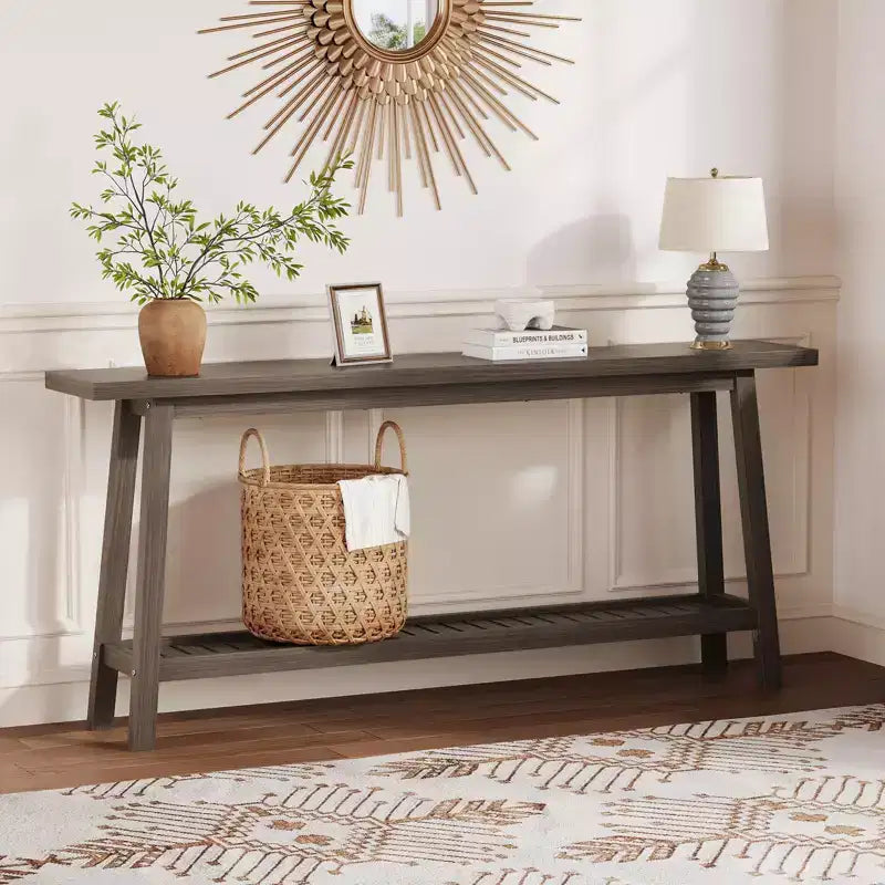 Console en bois à 2 niveaux extra longue de 70,9 pouces - Table de canapé rustique étroite de style ferme à placer derrière le canapé pour le couloir, l'entrée, le vestibule