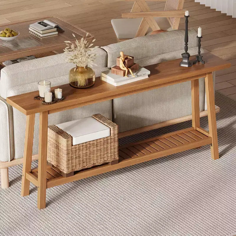 Console en bois à 2 niveaux extra longue de 70,9 pouces - Table de canapé rustique étroite de style ferme à placer derrière le canapé pour le couloir, l'entrée, le vestibule