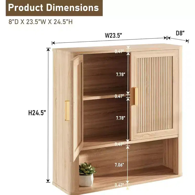 Dcolora Bathroom Wall Cabinet with Adjustable Shelf & Doors, Over-Toilet Storage