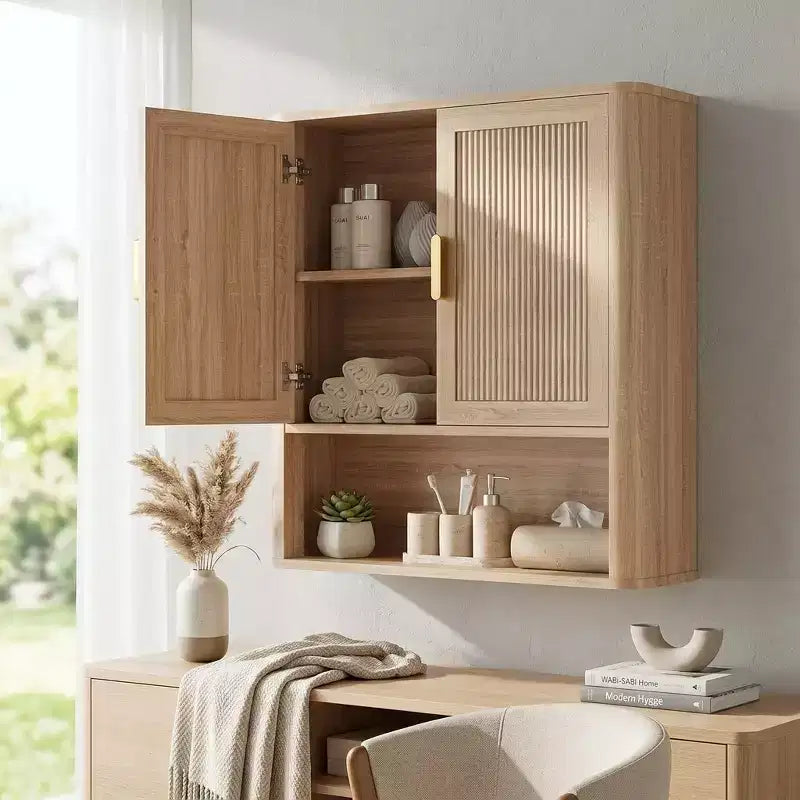 Dcolora Bathroom Wall Cabinet with Adjustable Shelf & Doors, Over-Toilet Storage