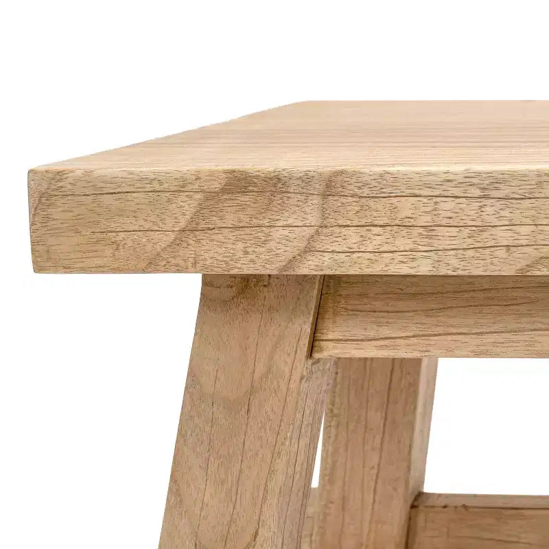 JONATHAN Y Revine 16.9 Rustic Farmhouse Solid Mindi Wood Handcrafted Accent Stool