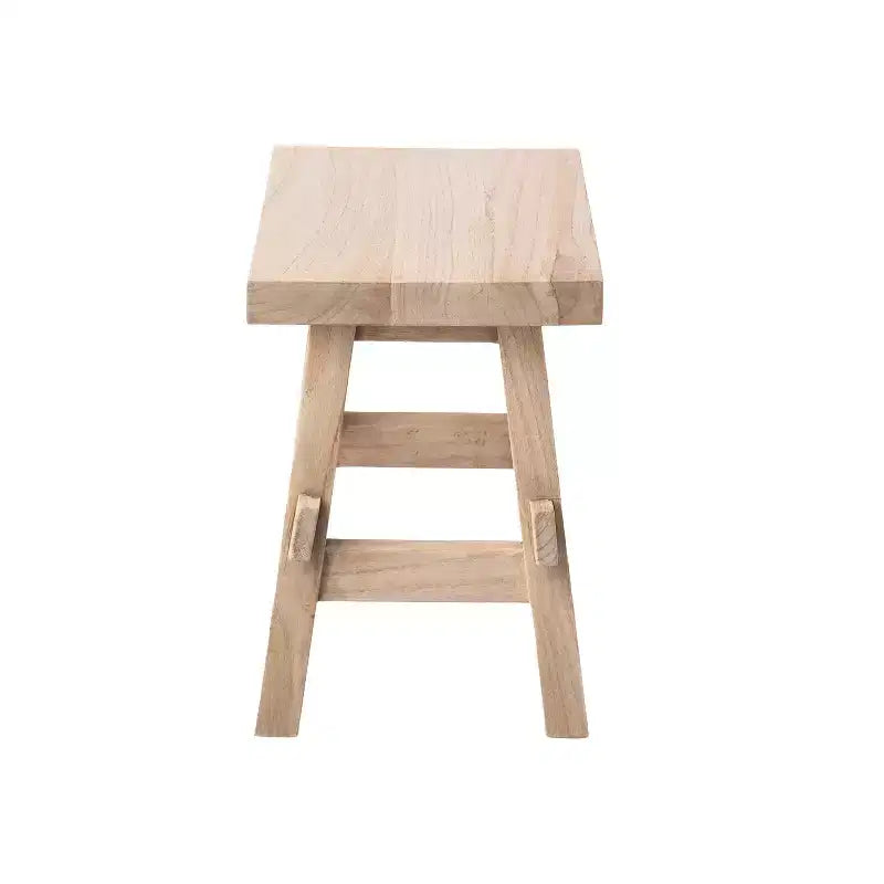 JONATHAN Y Revine 16.9 Rustic Farmhouse Solid Mindi Wood Handcrafted Accent Stool