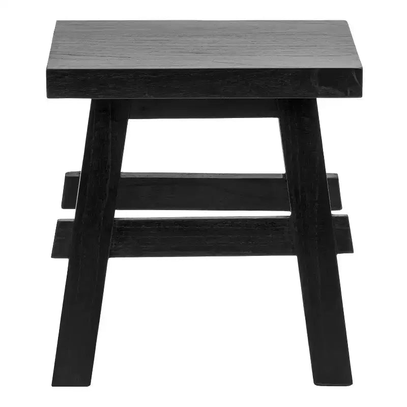 JONATHAN Y Revine 16.9 Rustic Farmhouse Solid Mindi Wood Handcrafted Accent Stool