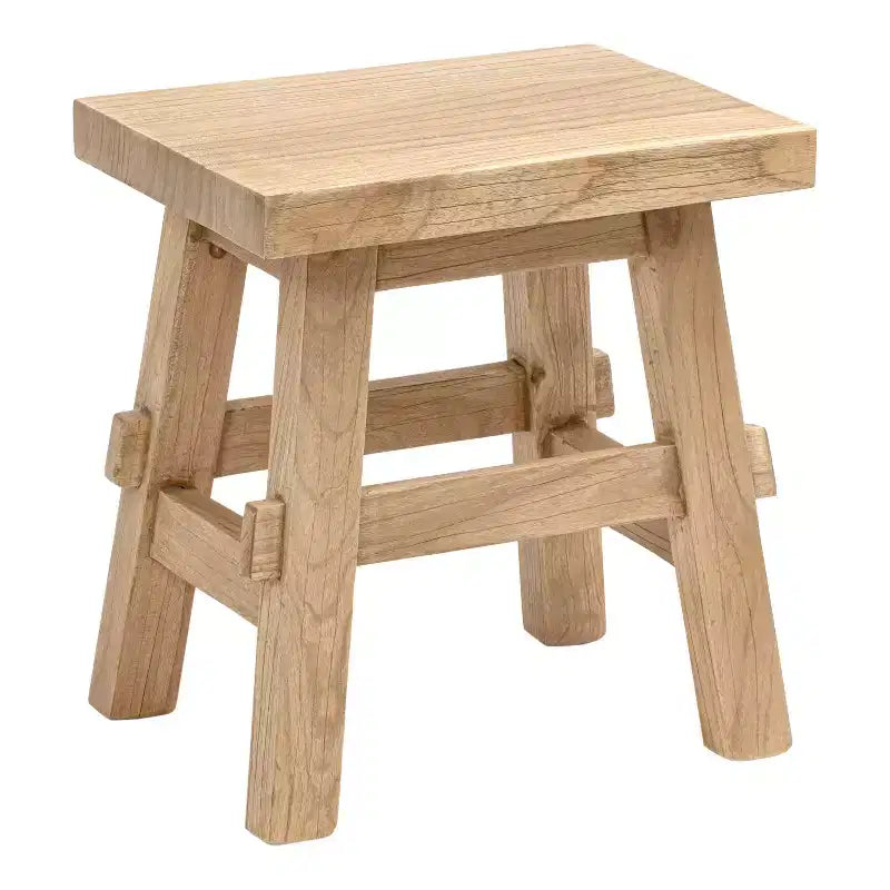 JONATHAN Y Revine 16.9 Tabouret d'appoint artisanal en bois de Mindi massif de style ferme rustique