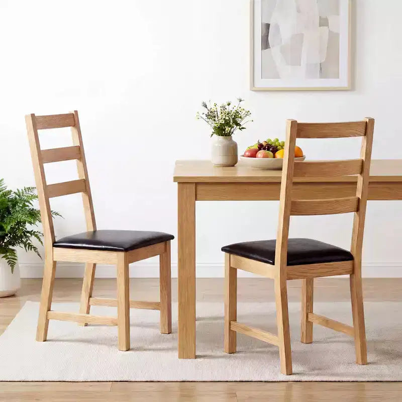 Costway Dining Chairs Set of 2/4 with Hollowed Backrest, Padded Seat, Rubber Wood Legs Natural & Black