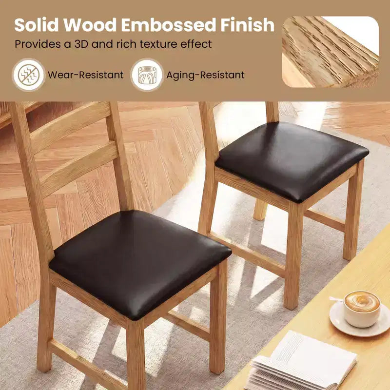 Costway Dining Chairs Set of 2/4 with Hollowed Backrest, Padded Seat, Rubber Wood Legs Natural & Black