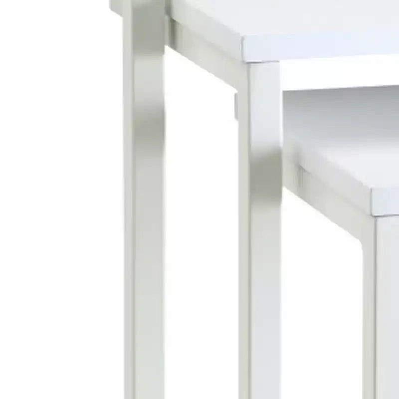 HomeRoots Set of Three 24 White Solid Wood And Steel Nested End Tables