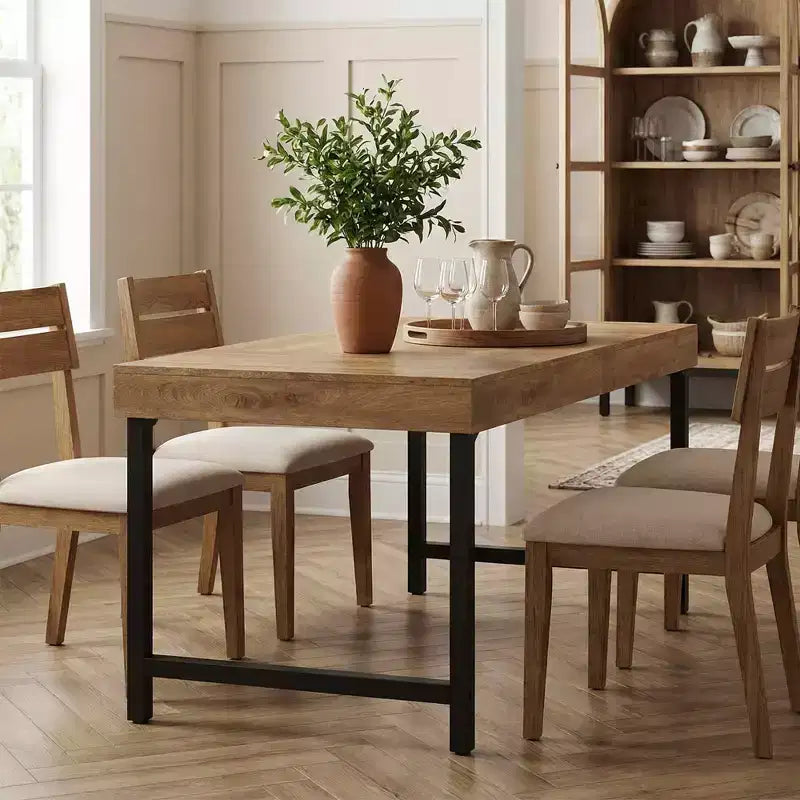 MAYEERTY 55 Rustic 4-6 Person Dining Table, Multi-Use Modern Kitchen & Office Desk