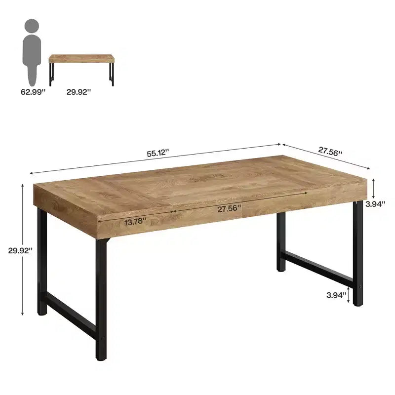 MAYEERTY 55 Rustic 4-6 Person Dining Table, Multi-Use Modern Kitchen & Office Desk
