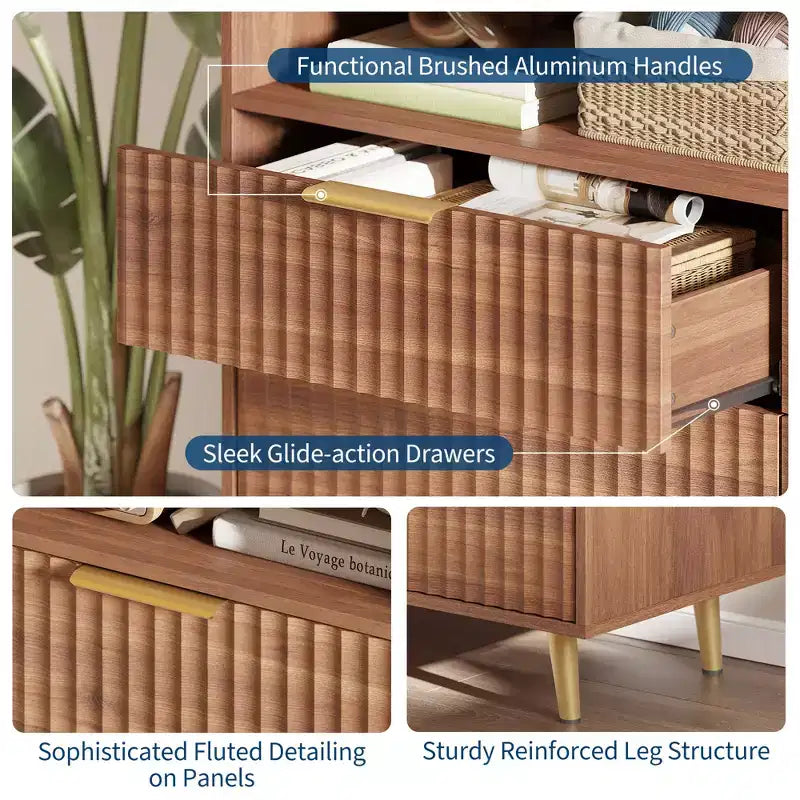 Modern Wave Pattern 7-Drawer Dresser, Contemporary Storage Chest for Bedroom, Living Room & Entryway