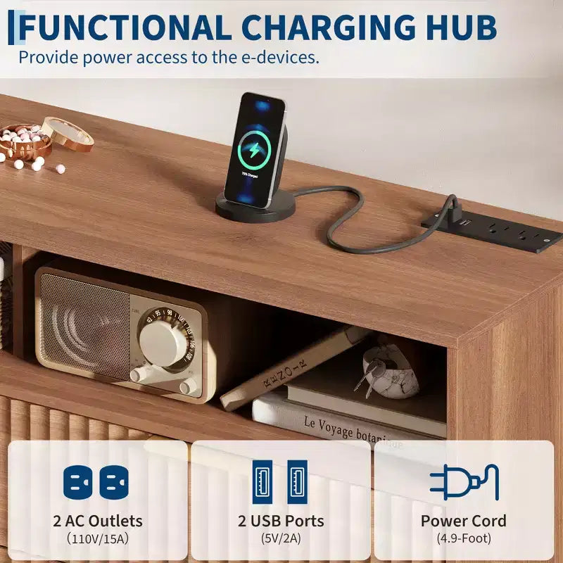 Modern Wave Pattern 7-Drawer Dresser, Contemporary Storage Chest for Bedroom, Living Room & Entryway