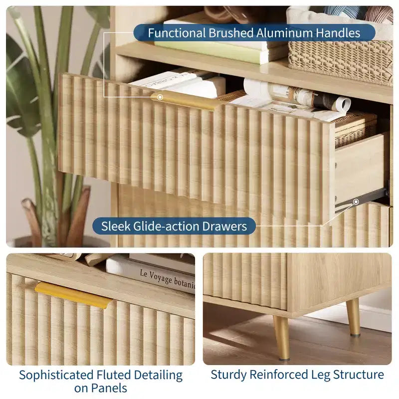 Modern Wave Pattern 7-Drawer Dresser, Contemporary Storage Chest for Bedroom, Living Room & Entryway