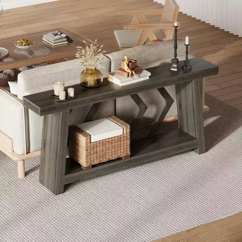 70.9 Inch Console Table with 2-Tier Storage, Narrow Entryway Table, Farmhouse Sofa Table for Hallway Living Room