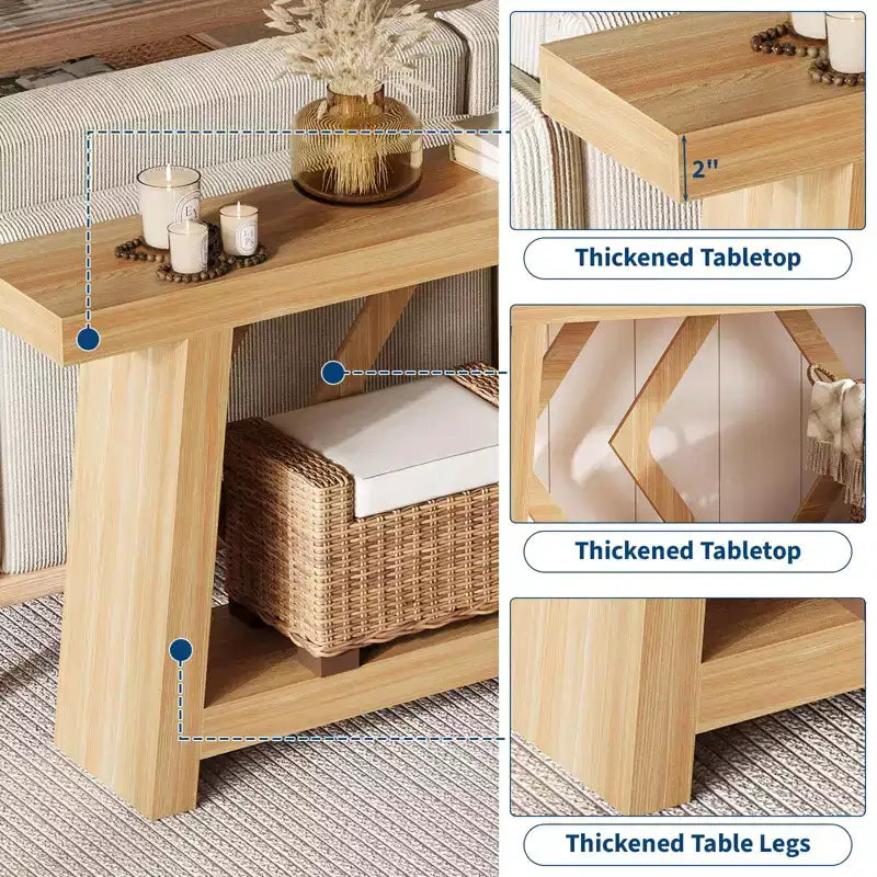 70.9 Inch Console Table with 2-Tier Storage, Narrow Entryway Table, Farmhouse Sofa Table for Hallway Living Room