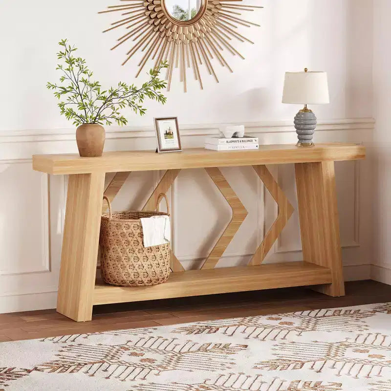 70.9 Inch Console Table with 2-Tier Storage, Narrow Entryway Table, Farmhouse Sofa Table for Hallway Living Room
