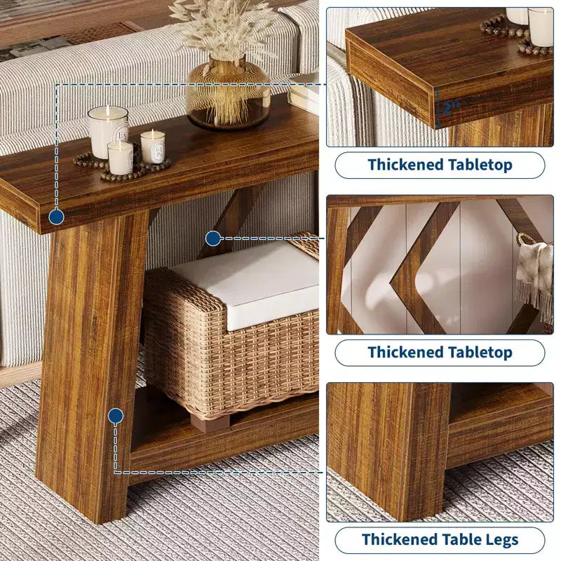 70.9 Inch Console Table with 2-Tier Storage, Narrow Entryway Table, Farmhouse Sofa Table for Hallway Living Room