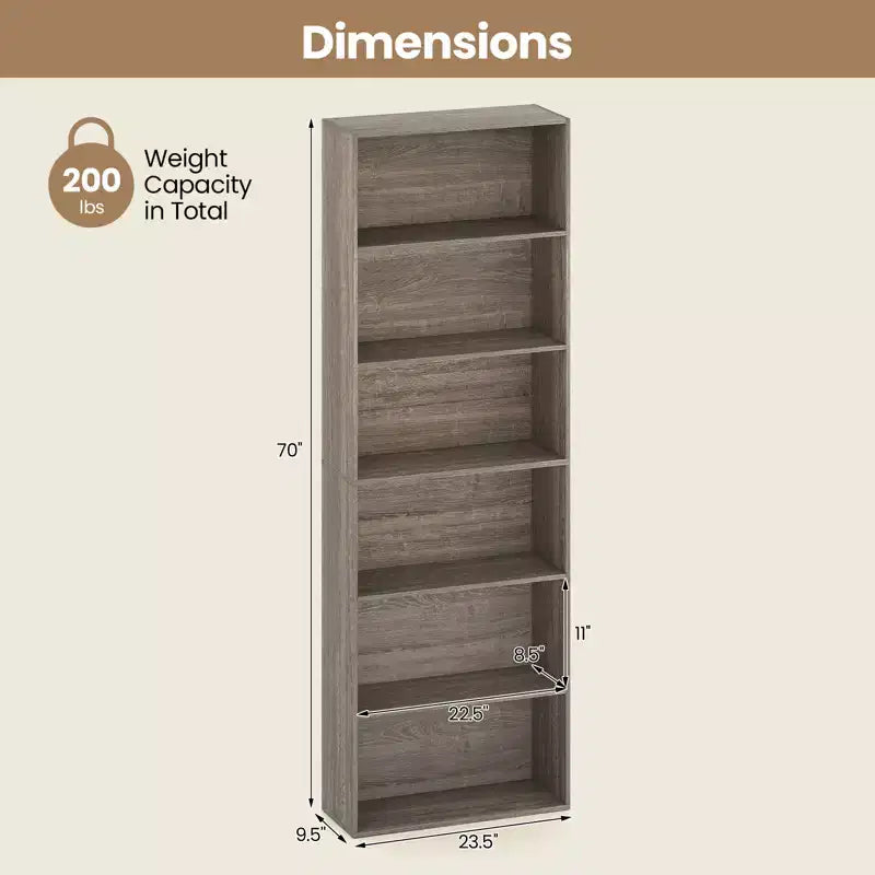 Costway 2PCS 6-Tier Bookshelf w/Open Shelves Anti-Tipping Kits for Living Room Bedroom