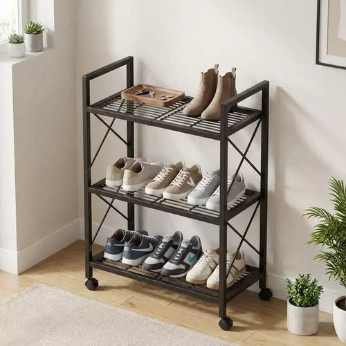 Étagère de rangement en métal à 3 niveaux avec roulettes, meuble de rangement mobile en maille métallique de 60 cm pour cuisine, salle de bain, entrée, noir
