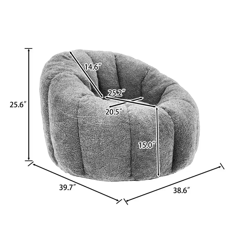 FurnitureR Teddy Fabric Lounge Chair, Plush Accent Armchair with Deep Seat, Cozy Upholstered Lazy Sofa for Living Room Bedroom Reading Corner