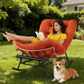 2PCS Rocking Chair Cushions, Houndstooth Pattern Polyester Replacement Seat Pad, Indoor Outdoor Papasan Chairs, Orange