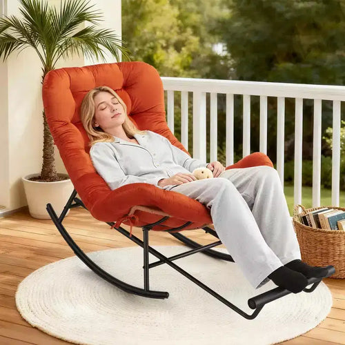 2 Coussins de Fauteuil à Bascule, Housse de Rechange en Polyester à Motif Pied-de-Poule, pour Fauteuils Papasan Intérieurs et Extérieurs, Orange