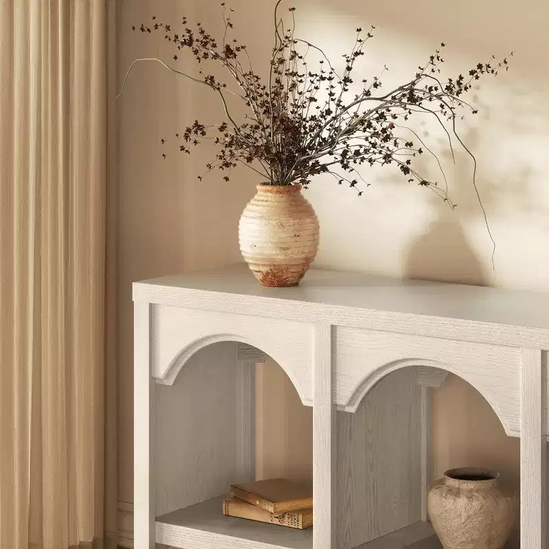 60-Inch Entryway Console Table, Arched Sofa Table with Open Shelf for Hallway, Foyer or Living Room, Decorative Accent Table