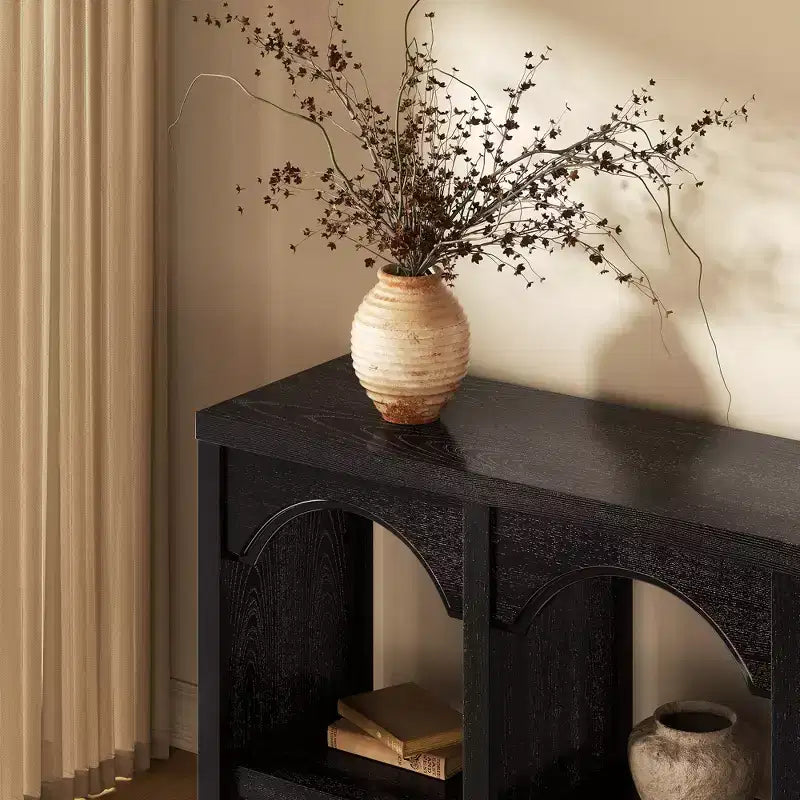 60-Inch Entryway Console Table, Arched Sofa Table with Open Shelf for Hallway, Foyer or Living Room, Decorative Accent Table